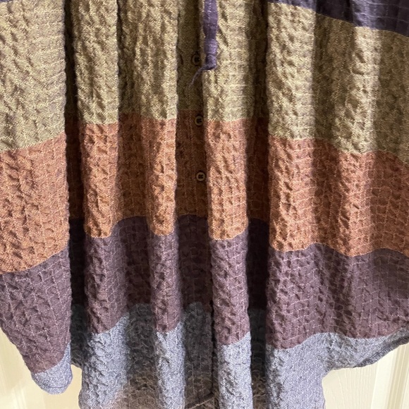 Free People Purple Stripe Checkered Midi Dress XS Boho - Picture 2 of 5